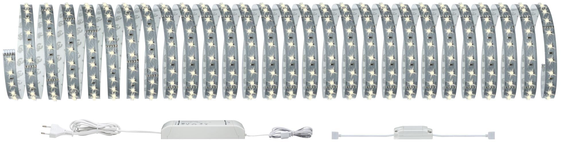 Paulmann 70907 Smarthome Maxled 500 Striscia Led Bluetooth da 10 M, 53.5 W, 2700 K, Luce Bianca Calda, Plastica, Argento