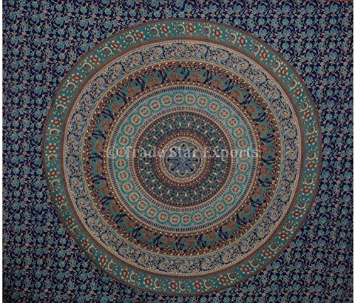 Indian Elephant Tapestry Wall Hanging, Bohemian Mandala Bedding Double, Hippie Dorm Room Decorations, Boho Decor, Cotton… – Bild 3