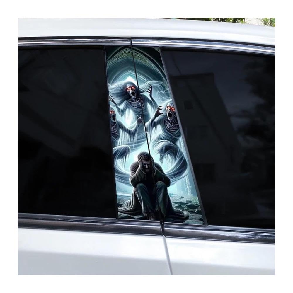 Body Parts 2pcs Car Pillar Stickers Halloween Funny Horror Ghost Stickers DIY Car Door Pillars Stickers(D)
