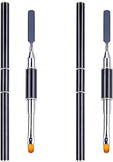 Aliotech 2 Pack of Polygel Brush and Picker Dual-Ended 2 IN 1 Design Stainless Steel Gel Nail Brush Polygel Slice Tool for PolyGel UV Gel Acrylic Nails Extension Quick Building Gel