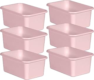 Teacher Created Resources Blush Small Plastic Storage Bin, Pack of 6