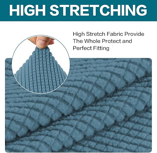 Vista 73 de Turquoize - Funda elástica para sofá de 2 piezas y 3 cojines, funda protectora lavable con elástico en la parte inferior, tela jacquard gruesa