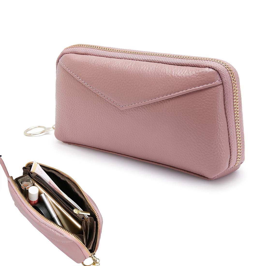 TangyongjiaoHandbags & Wallets 2-Folding Square Genuine Leather Handbag(Black) (Color : Pink)