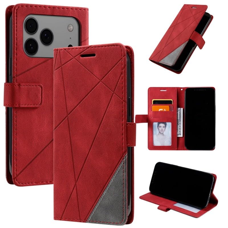 Protection iPhone 17 Pro Max rouge cuir contre chutes et perte de cartes