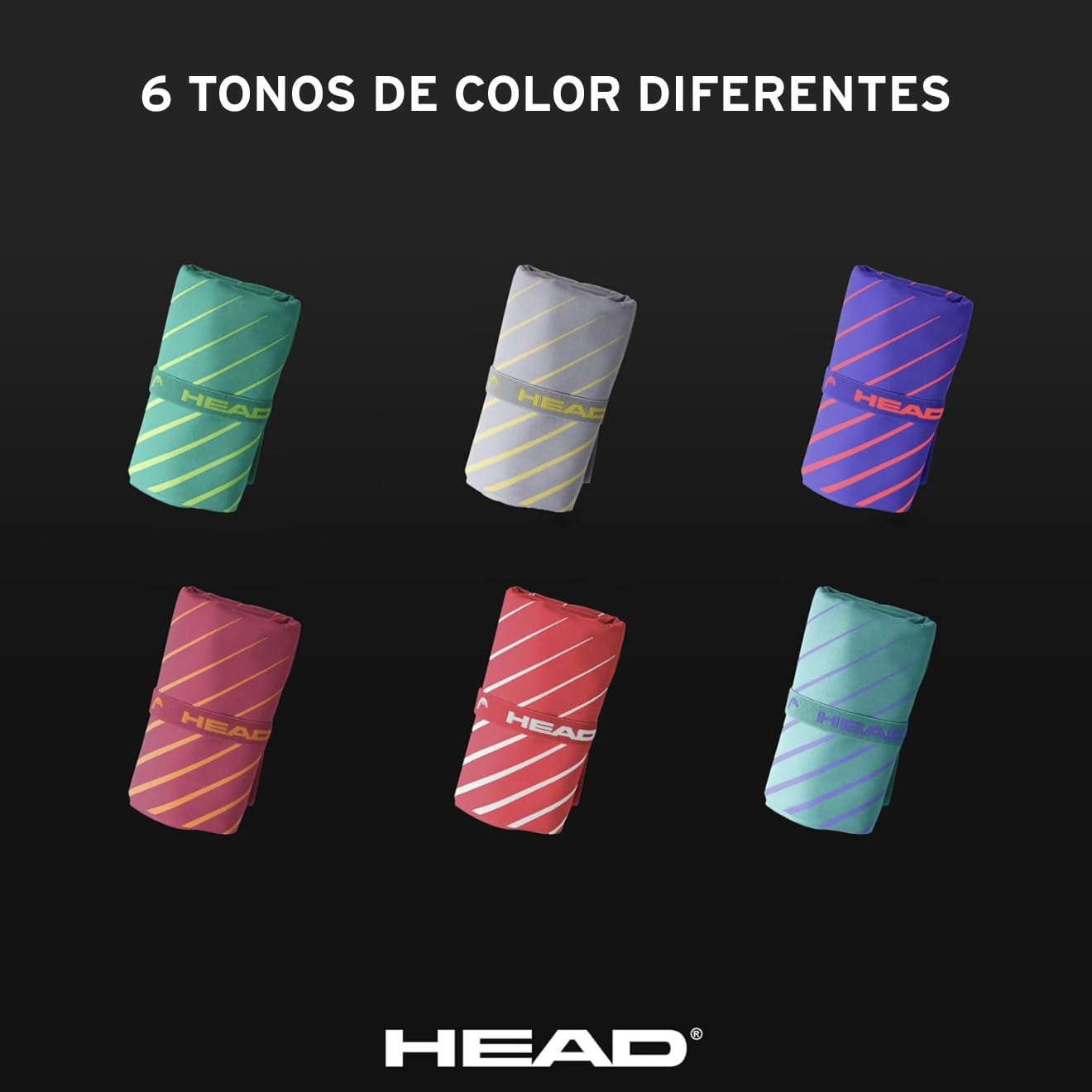 HEAD Active Stripes - Toalla Microfibra con Elástico, Toalla Baño Ideal como Toalla Gimnasio Hombre/Mujer 40x60 Suave Ligera Secado Rápido, Toallas Baño Absorbente Ahora Espacio, Toallas Lavabo y Gym