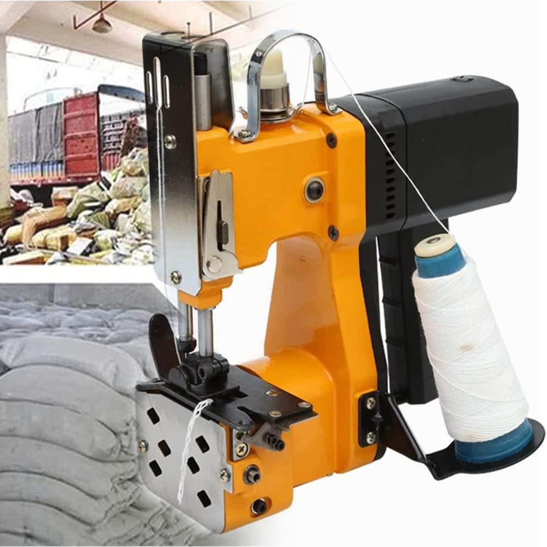 IUokLU Handheld Bag Stitcher Industrial Bag Closer Machine, 220W Automatic Woven Bag Closer Packing Machine, For Rice/Sack, Sealing Width: 4-9Mm-Orange