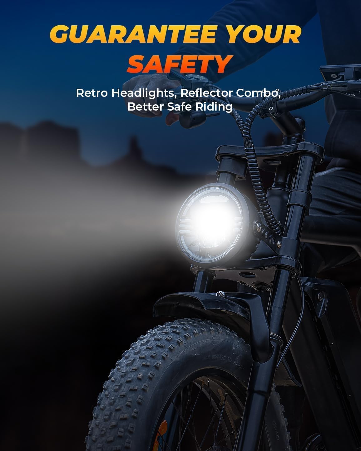 RKJ Electric Bike for Adults, 2200W, 30/32MPH, 75 Miles, 48V 15.6AH Removable Battery, 7-Speed, 3 Modes, Full Suspension, Dual Disc Brakes, 20" All-Terrain Fat Tires, UL 2849 Certified