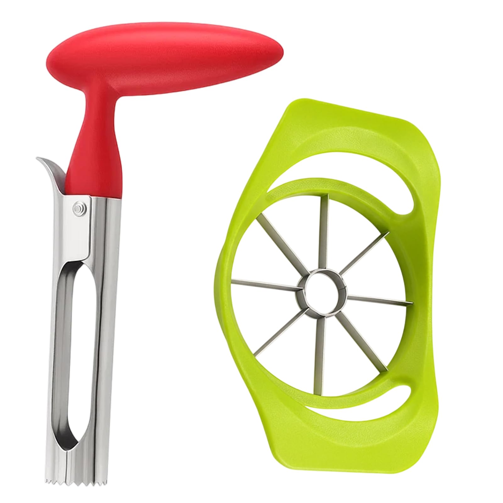 Apple Corer, 2-Piece Stainless Steel Fruit Coring Tool Set, Efficient Apple Core Remover with Comfortable Grip, Compact Size for Easy Storage, Ideal for Kitchen Use