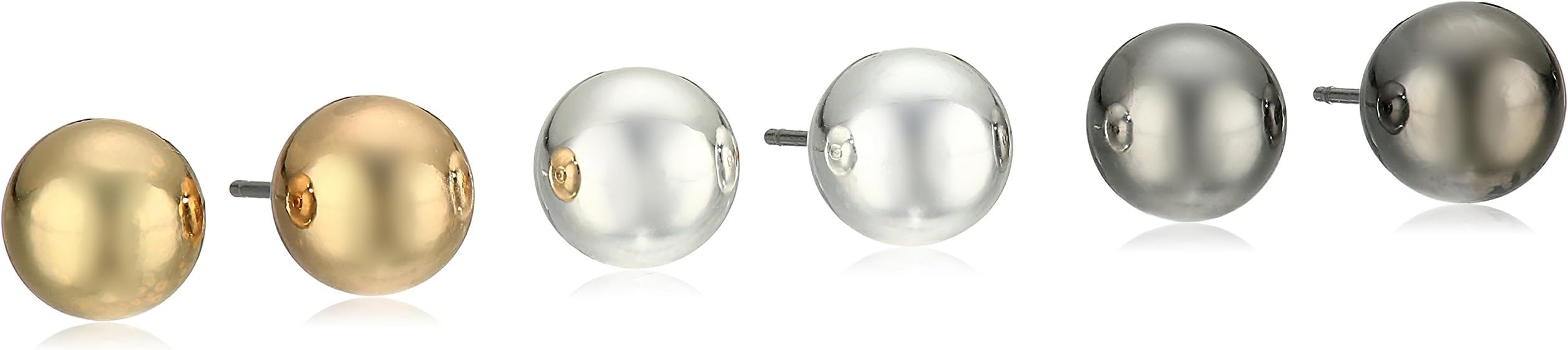 Napier "Classics" Tri-Tone Ball Trio Stud Earrings