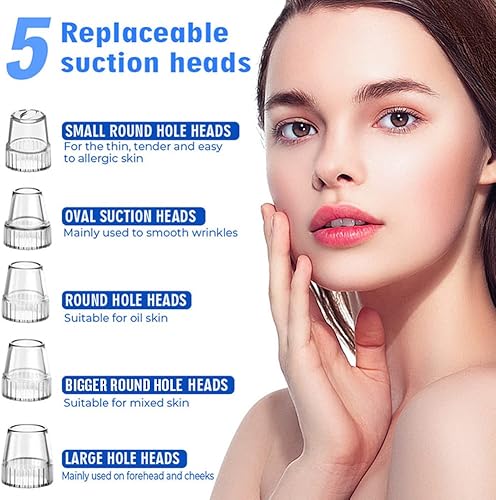 Miniatura 4 de Aspiradora de poros para eliminar puntos negros, limpiador facial mejorado de poros, herramienta extractora eléctrica de puntos blancos, 5 potencia