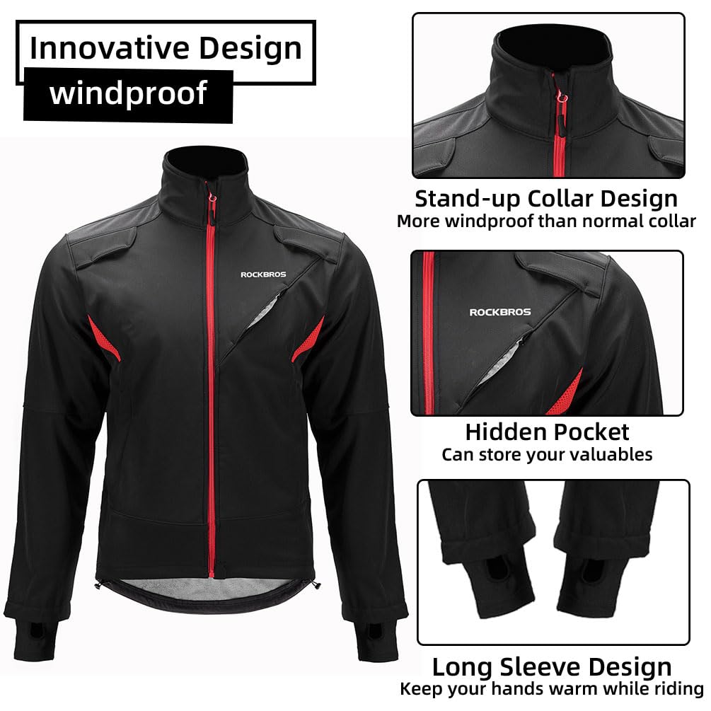 ROCKBROS Chaqueta/Pantalones Invierno Otoño de Ciclismo Forro Polar Térmico Anti Viento Deportiva para Hombres Mujeres