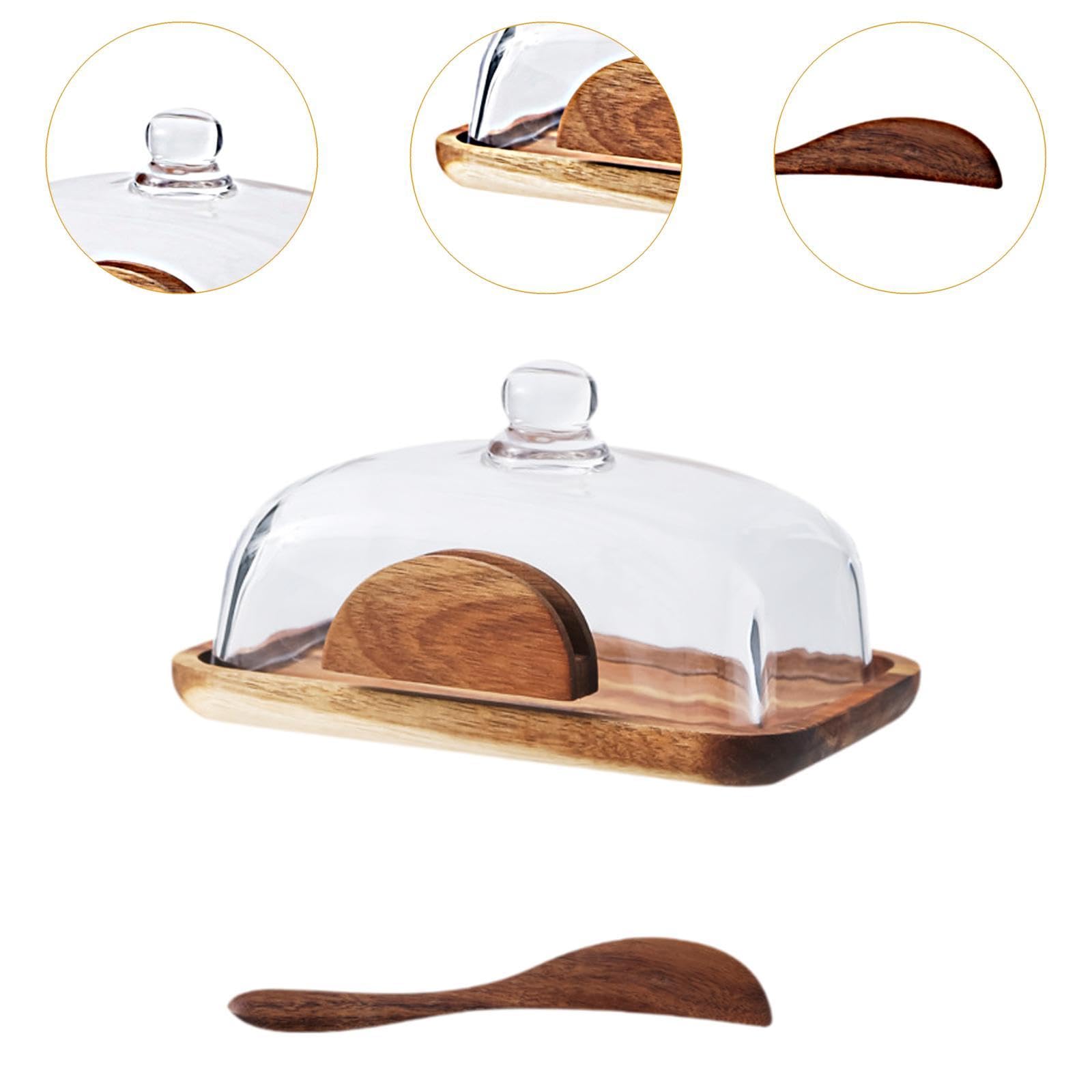 perfk Dessert in Vetro Cupola da Cupola Piatto di Burro Multiuso con Coperchio in Vetro con Coperchio a Cupola per Decorazione di antipasti