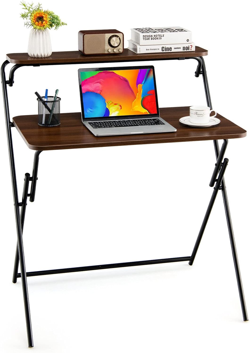 Office Furniture 2Tier Foldable Computer Desk Laptop Table