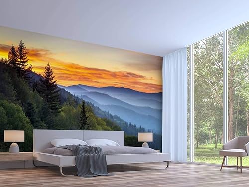 Miniatura 3 de Great Smoky Mountains National Park Scenic Sunrise Landscape Wall Mural de pared – Autoadhesivo extraíble Despegar & Stick Decoración – Adhesivo de