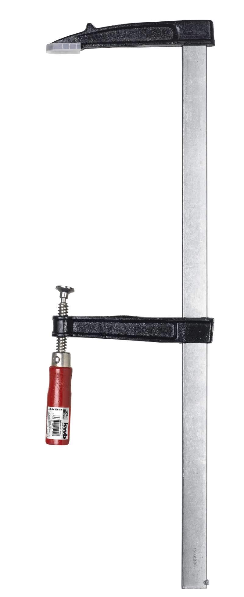 kwb Zacisk śrubowy z drewnianym uchwytem 120 x 500 - rozpiętość 500 mm, głębokość mocowania 120 mm - stabilna szyna metalowa i szczęki mocujące z odlewu cynkowego