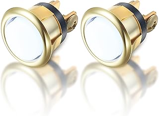 Dreyoo 2 Pack Lighted Doorbell Button Replacement, Easy to Install Wired Doorbell Button Push Door Bell Ringer Kit Round Rim with Lighted Center, White Light (Gold)