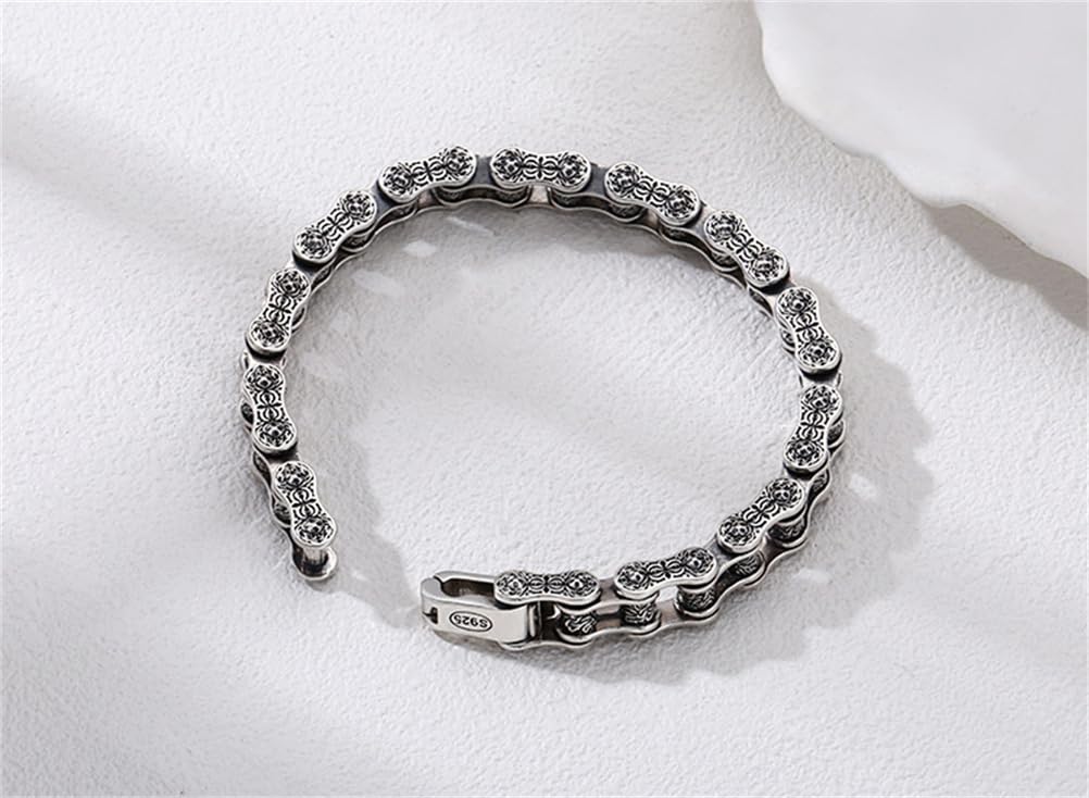 LYGXWJFC S925 Sterling Silber Biker Kette personalisiertes Armband, Herren Tangleweed Vintage Armband