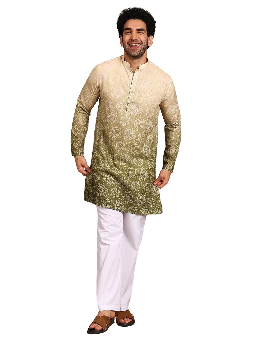 Men Cotton Silk Printed Straight Kurtas With Pyjama| Fit : Regular Fit | Coller : Mandarin/Chinese Collar | Coord Set | Straight Fit-image-48