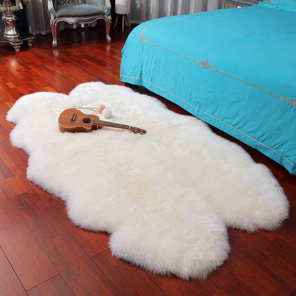 WaySoft Authentic New Zealand Sheepskin Area Rug, Versatile Fluffy Wool  Cover in Multiple Sizes, Perfect for Bedrooms, Living Rooms, Chair Covers,  or