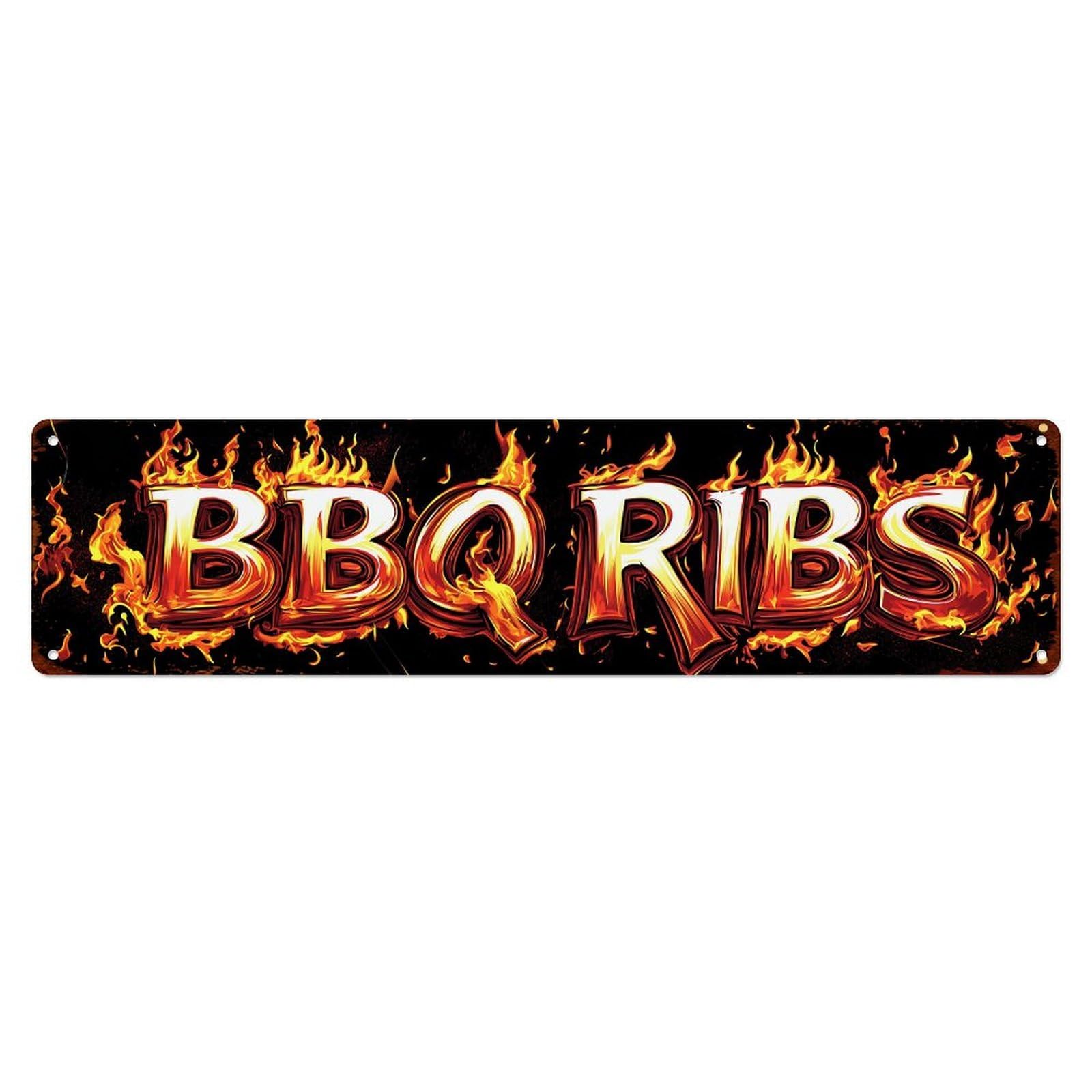 Flame Textured Bold Lettering Design Metal Tin Sign Plaque