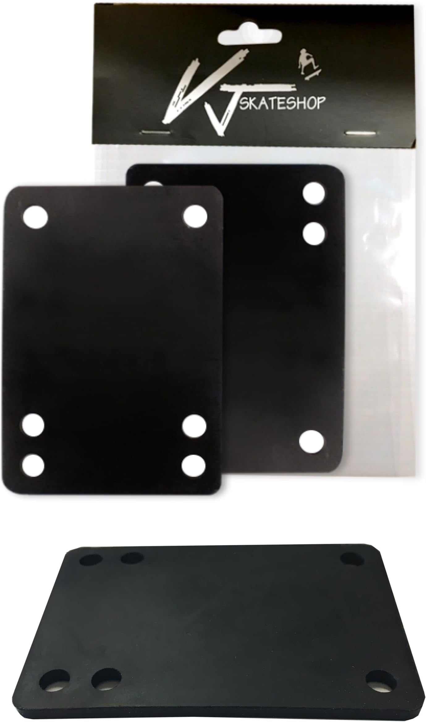 VJ Longboard Skateboard Riser Pads, Rubber, Set of 2, Size 3mm (1/8") 6mm (1/4") 12mm (1/2") 14mm Angle Wedge Riser Pads, Black