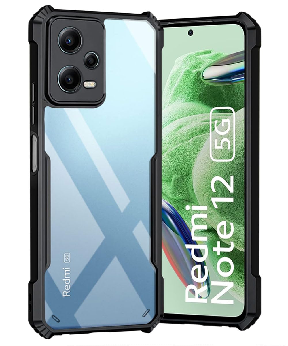 WOW IMAGINE Shock Proof Back Case for Redmi Note 12 5G | Poco X5 5G - AirEDGE Technology | Camera Protection | Transparent Hybrid Mobile Back Case Cover - Earthy Black