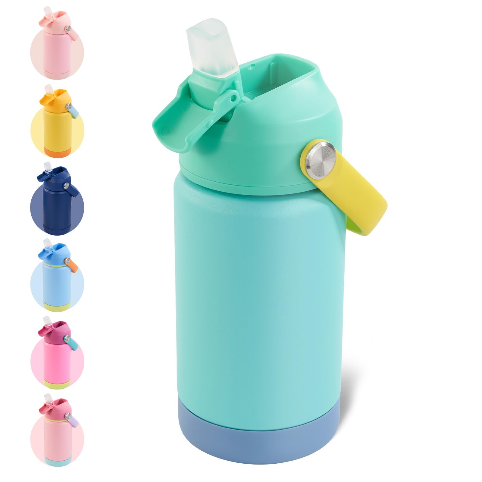 Fijinhom Kids Water Bottle, 360ml/12oz, Stainless Steel Insulated Water Bottle with Straw, Vacuum Leakproof