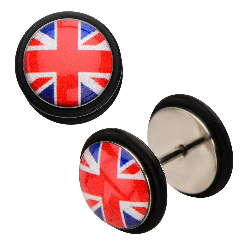 Inox World Cup United Kingdom Stainless Steel Fake Plug Earrings