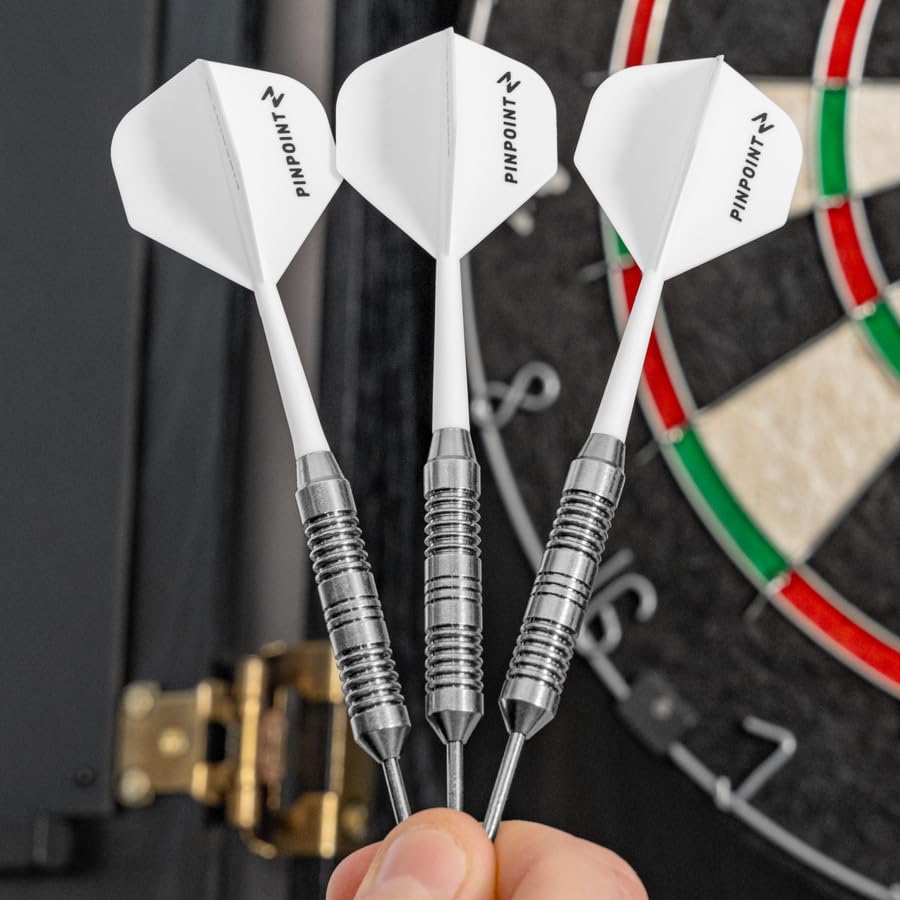 PINPOINT Dart Integrated Shafts and Flights – Durable Plastic Darts Accessories in Multiple Colours – Pack of 3 for Enhanced Dartboard Performance (White)