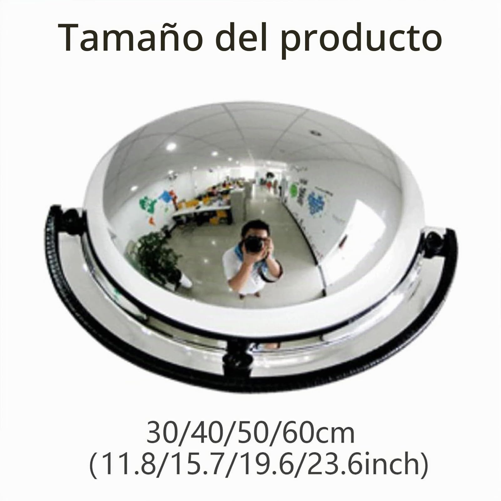 Espejo convexo de media cúpula panorámica ángulo de visión de 180 grados 1/4 Espejo esférico, espejo de seguridad acrílico, adecuado para tiendas, oficinas o fábricas, taller de seguridad (ize: 30 cm
