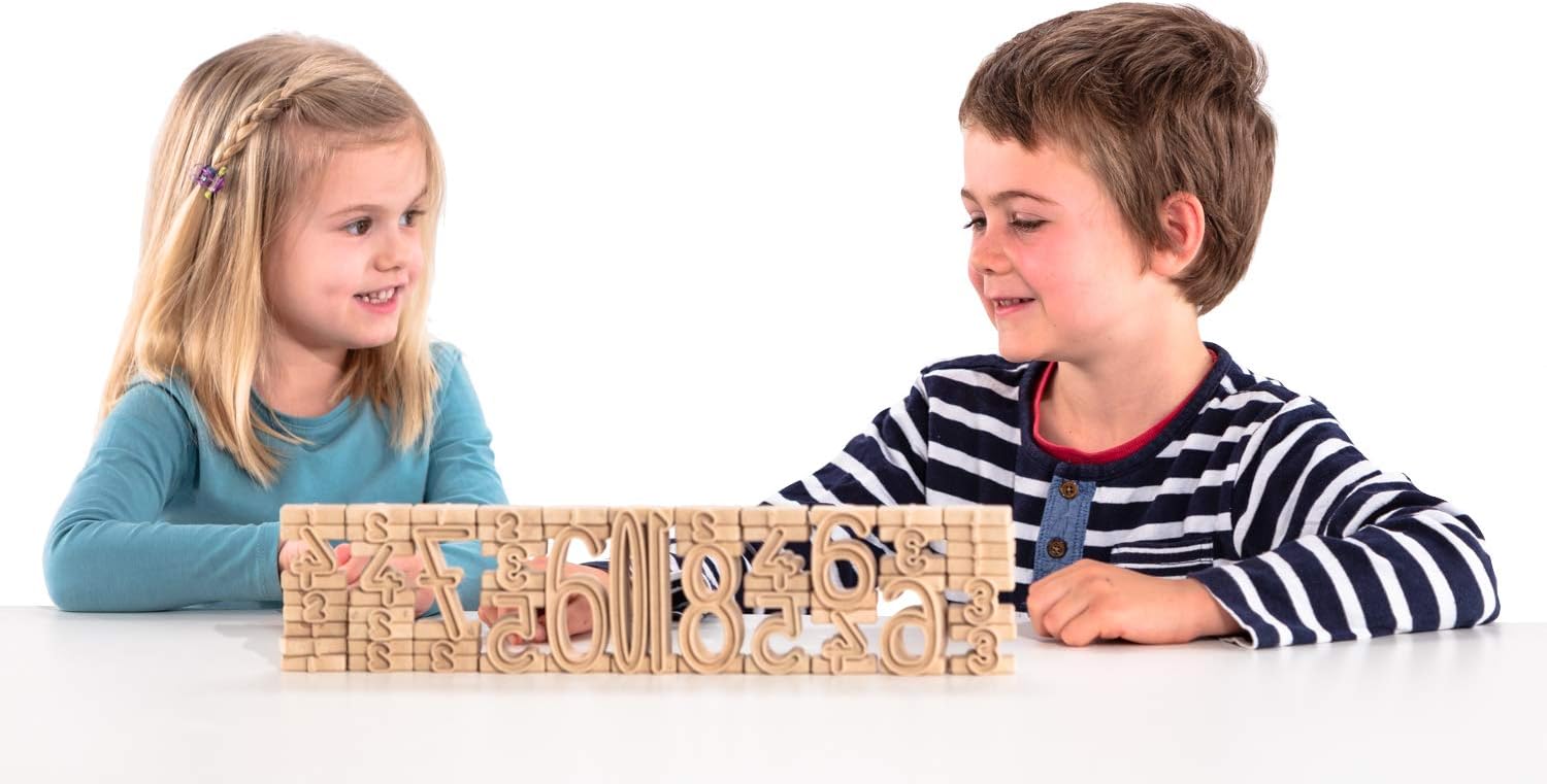 WISSNER aktiv lernen - Set of 170 tower numbers made of RE-Wood®, in a cotton bag