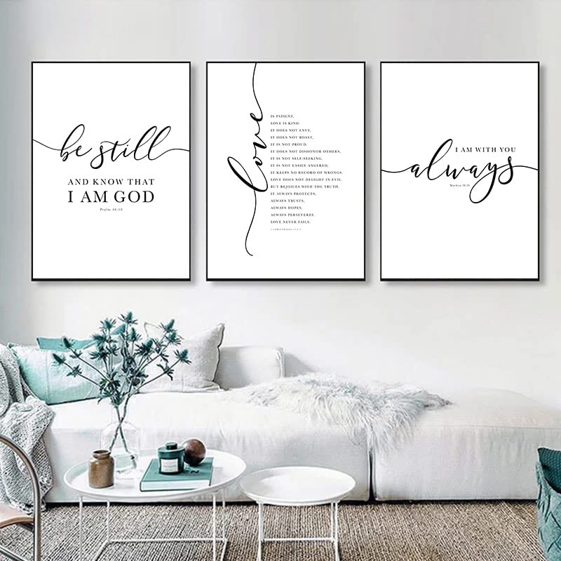 Buy FIENBUHUA Bible Verse Wall Art Set of 3 Be Still Wall Art I Am With