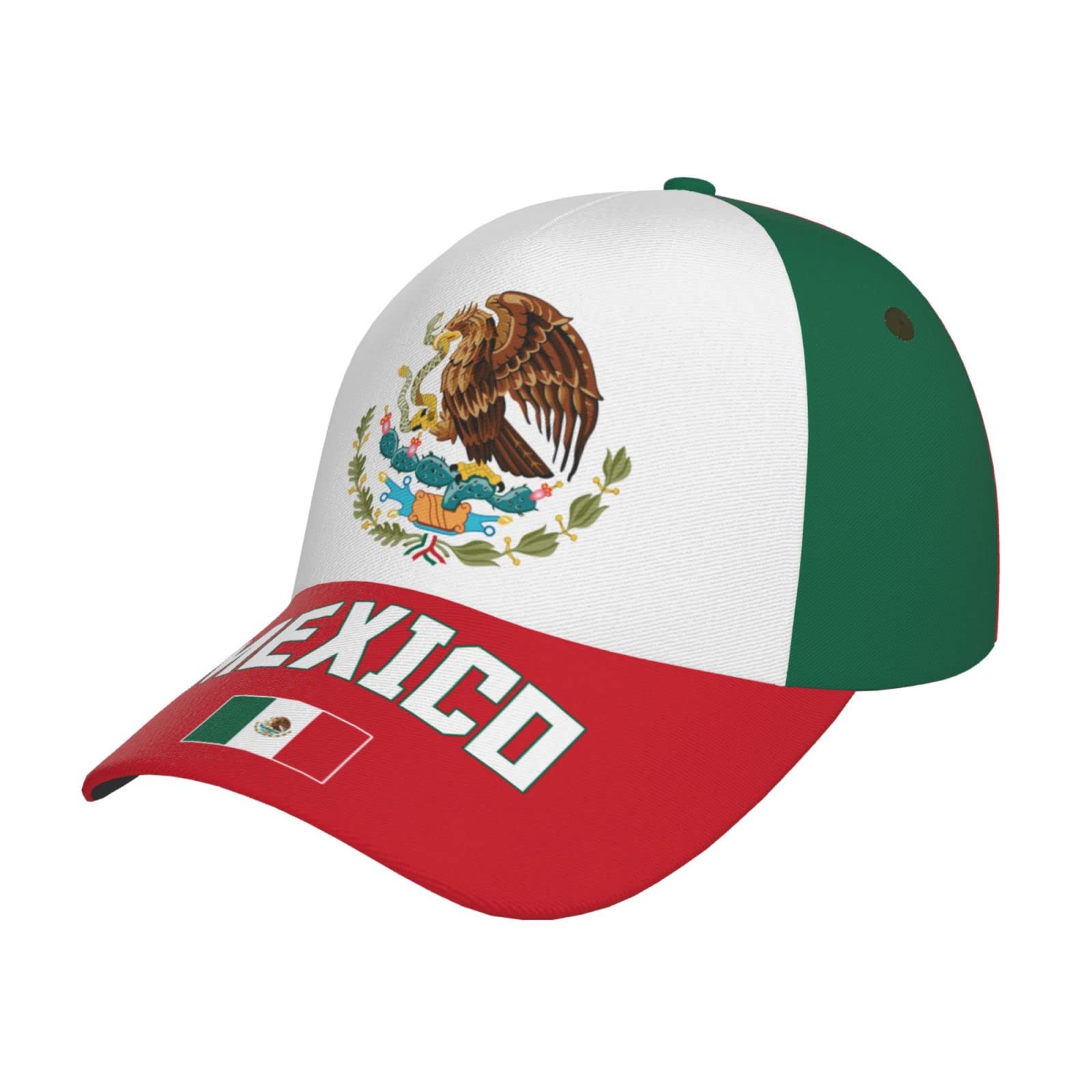 WanwEN Mexico Flag Mexican Baseball Cap Patriotic Hat for Soccer Fans Men Black