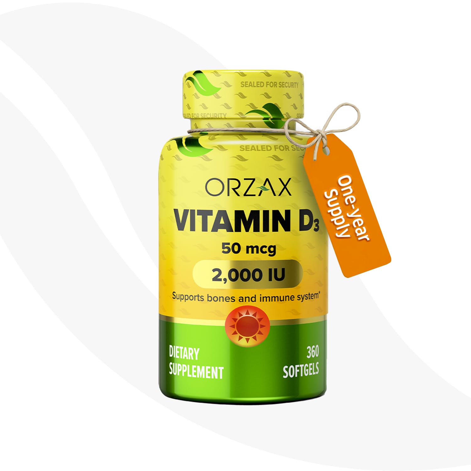 – Vitamin D3 2000 iu (50 mcg) - 1 Year Supply for Strong Muscle Function and Immune Support - Mood Supplement for Wellness (360 Softgel)