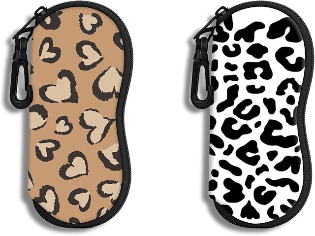 Hion Eyeglass Case Sunglasses Soft Pouch with Belt Clip Ultra Light Neoprene Zipper Eyeglass Case Printed Sunglass Bag for Stylish Portable Travel Glasses Casefor Men & Women