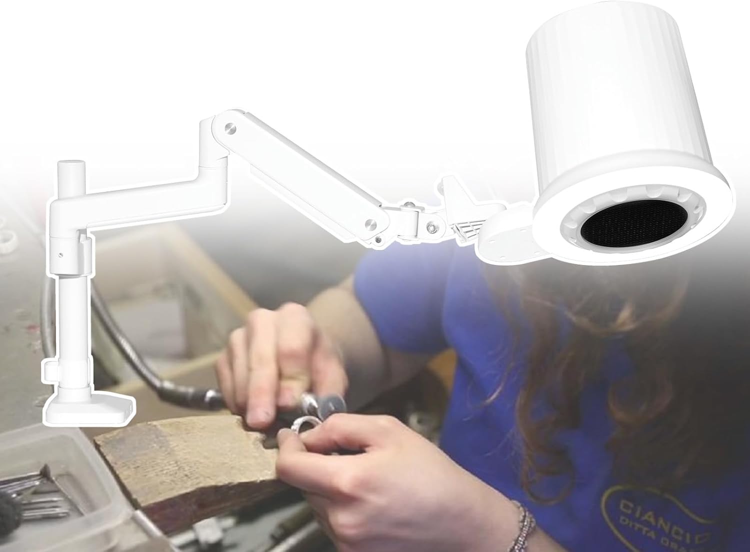 Ring Led Lamp Nail Dust Collector,for Collecting Dust,with Independent Knob Control Box,Cleaning Filter Brush