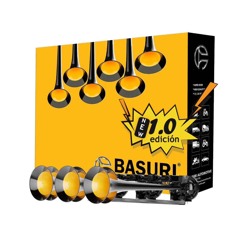 Bocina de aire Musical 12-24 Volts | Baby Shark | Bocinas Musicales | Electrica Universal La Cucaracha 130 dB | 31 Melodies - 6 Super Potente Trompette Klaxon | Para Camion,Coche,Bus,4x4,furgoneta