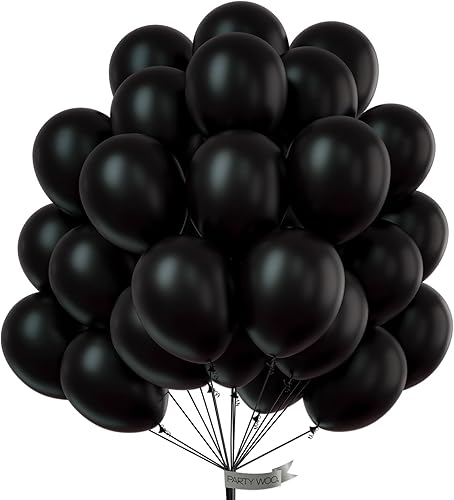 PartyWoo Globos negros, 100 globos negros mate de 12 pulgadas, globos negros para guirnalda de globos o arco de globos como decoración de fiesta,