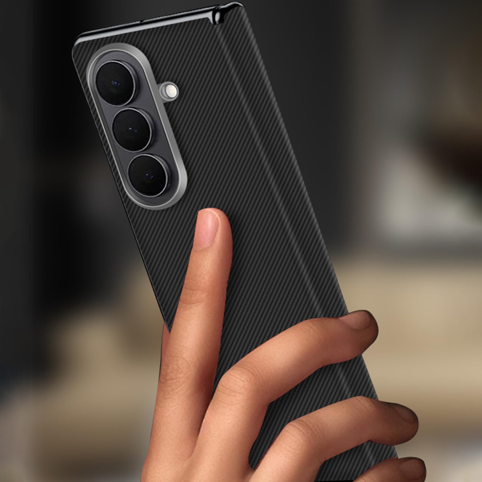 Funda De Cuero For Samsung Galaxy Z Fold 8 Ultra, Cubierta De Protección De Bisagra con Textura De Fibra De Carbono, Forro De Fibra Antihuellas, Carcasa Interna Resistente A Los Arañazos