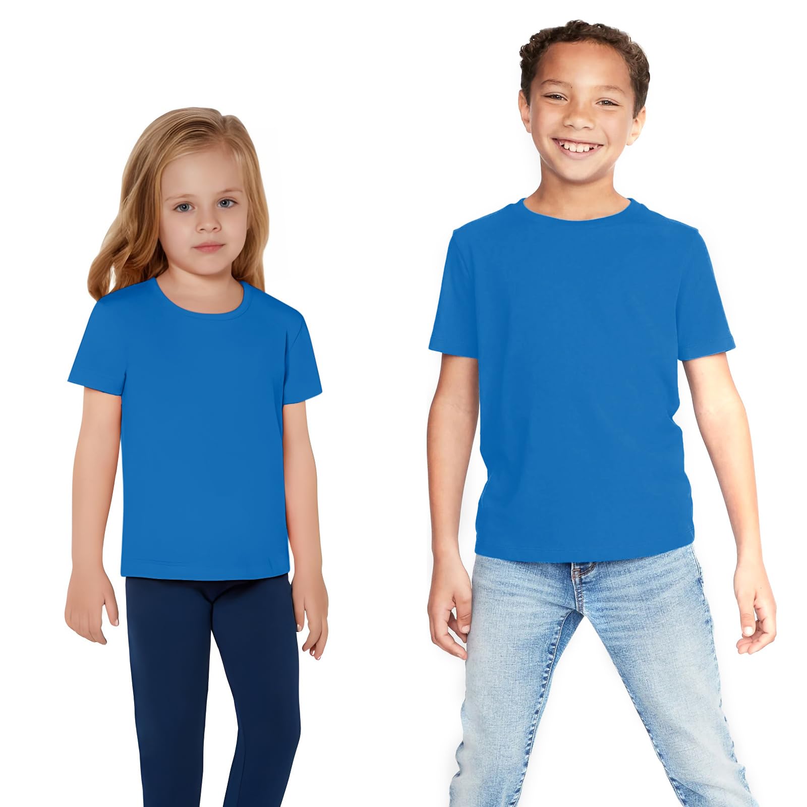 Eversoft Cotton Crew Neck T-Shirts for Boys Girls Short Sleeves (as8, Age, 4_Years, 5_Years, Regular, Royal)