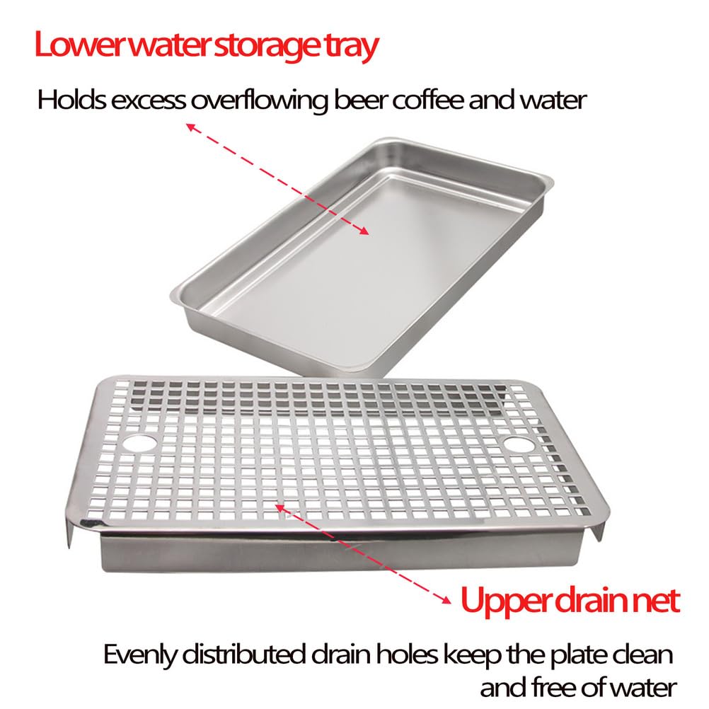 Bandeja de goteo de cerveza de acero inoxidable de 11.8 pulgadas, bandeja de drenaje rectangular para camareros, perfecta para cafeterías, camping y bares, herramienta para recoger agua