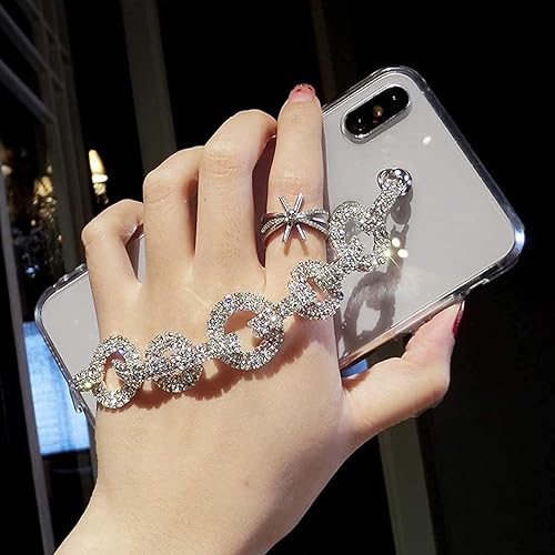 Miniatura 3 de Funda compatible con Samsung Galaxy A32 5G, con purpurina, correa de mano para mujeres y niñas, silicona transparente TPU a prueba de golpes,