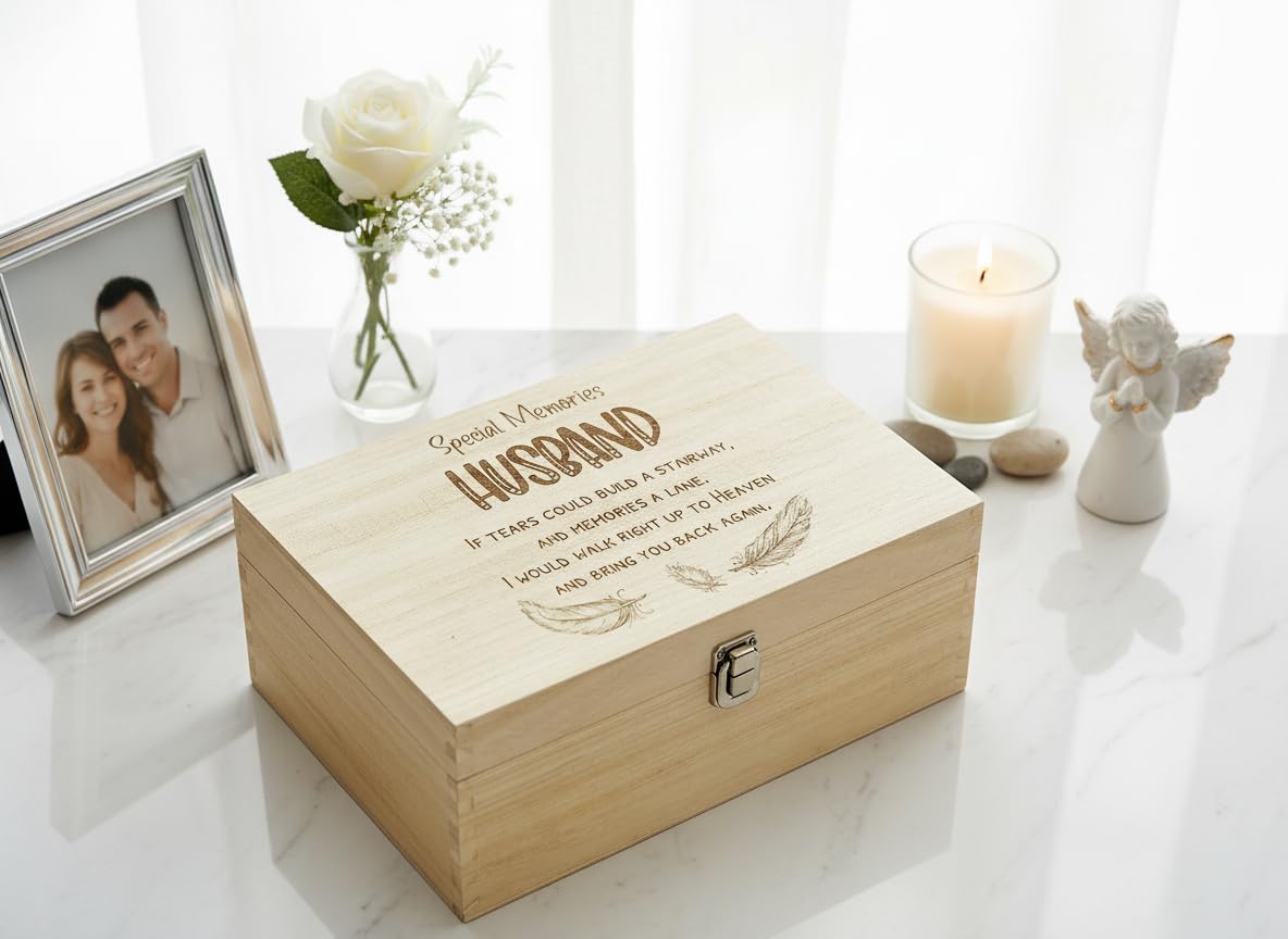 Ukgiftstoreonline Personalised Husband Remembrance Large Wooden Memory Keepsake Box Gift