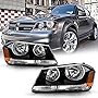 ACANII - For Black 2008-2014 Dodge Avenger Headlights Headlamps Replacement 08-14 Driver + Passenger Side