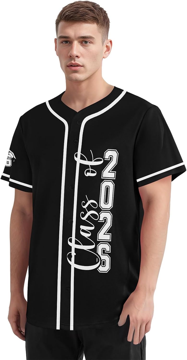Custom Class of 2026 Graduation Baseball Jersey, Personalized Senior 2026 Button Down Softball Shirts for Family
