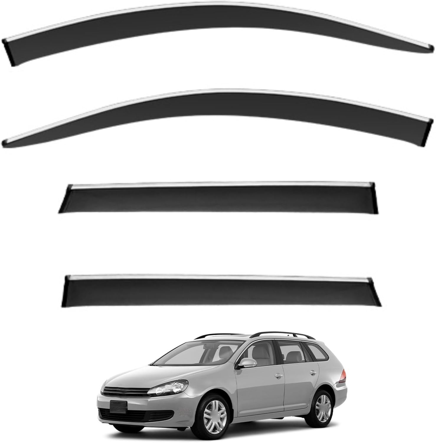 Acwyahso Normal Rain Guards Wind Deflectors For Golf 6 Variant Mk6 2009-2012, 4Pcs Vent Visors, Allows Fresh Air & Keeps Rain Out, No-Drill Install