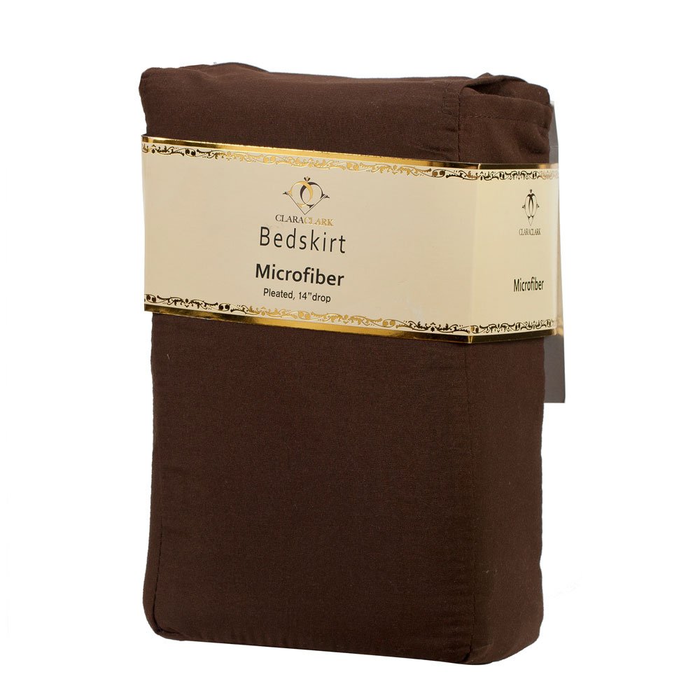 Clara Clark ® Supreme 1500 Collection Solid Bed Skirt Dust Ruffle, King Size, Chocolate Brown