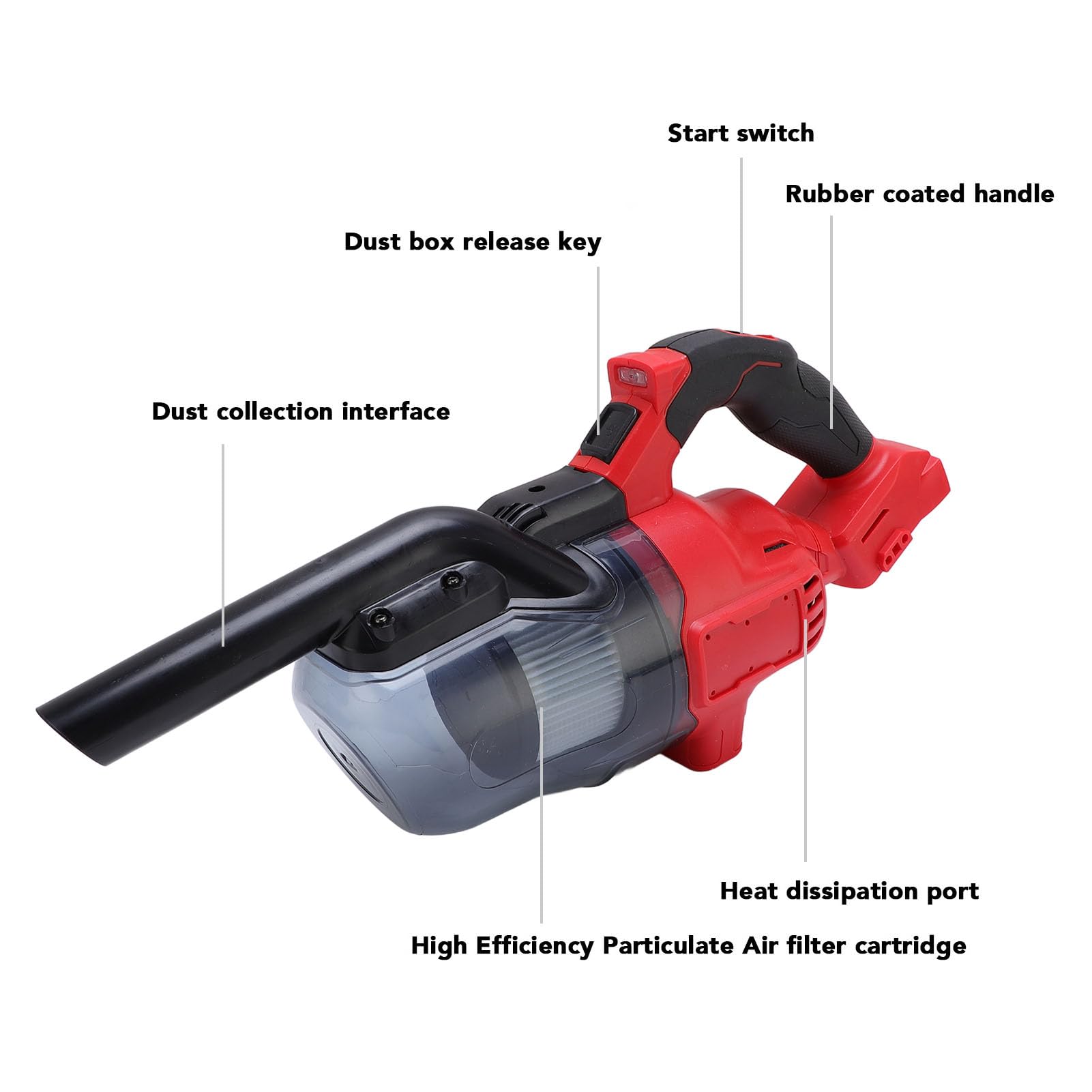 Aspiradora Inalámbrica de 100AW, Limpiador Portátil de Mano para el Hogar y el Coche con 6 Accesorios para el Hogar, el Coche y los Pisos Duros, Filtro Lavable