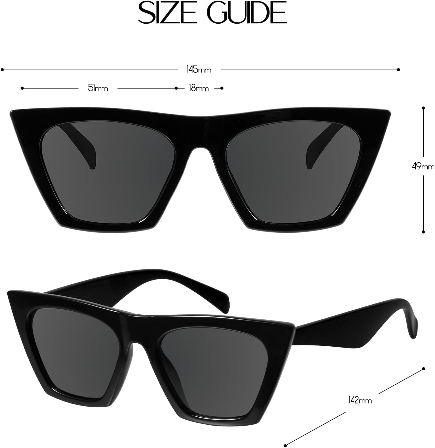 mosanana Square Cat Eye Sunglasses for Women Trendy Retro Cool MS51801 - Image 5