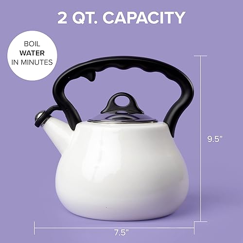 Vista 6 de Farberware Lovely Lady - Tetera para estufa, tetera silbante, esmalte de porcelana sobre acero al carbono, sin BPA, a prueba de óxido, mango frío, 2
